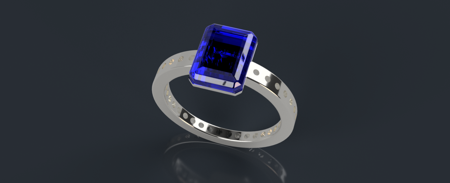 bleu diamant bague 3D print model - Mito3D