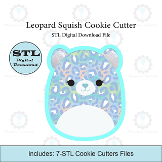 blue leopard squish cookie cutter stl file cookie cutters leopard leopard squish squishmallow  3d print model - Mito3D