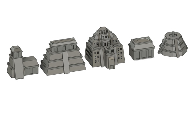 bleu joueur bâtiments ensemble planches jeux terra mystica ressemblent jeu bâtiment planche château table essaims sirène 3d print model - Mito3D