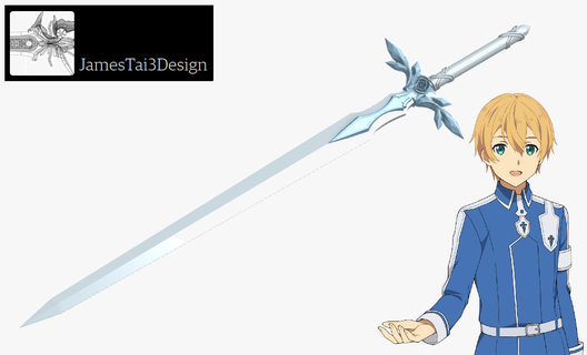 azul rosa espada bainha cosplay suporte anime eugeo 3d print model - Mito3D