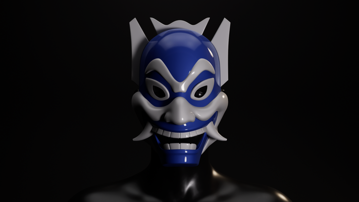 blau geist maske benutzerbild zuletzt airbender aang zuko netflix cosplay samurai 3d print model - Mito3D