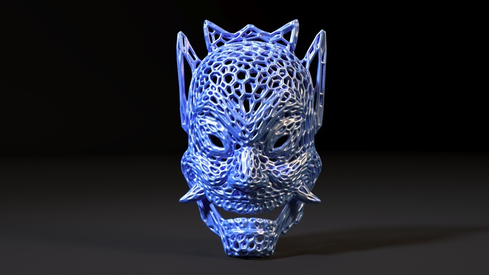 blau geist maske benutzerbild halloween urlaub party dekoration dekorativ voronoi kunst zuhause haus zahl drahtmodell dekor lampe draht 3d print model - Mito3D