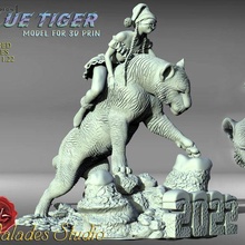blue tiger 2022 art woman sculptures statuette walades famele animal 3d print model - Mito3D