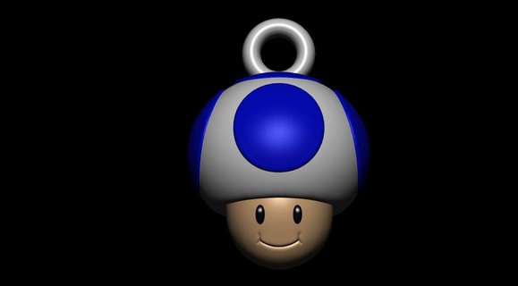 blue toad key chain mario toad blue toad key chain  3d print model - Mito3D