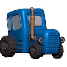 azul trator arte brinquedo carro reboque campo rancho ônibus estrada colheita desenho animado russo roda 3dprint 3dprinting 3d print model - Mito3D