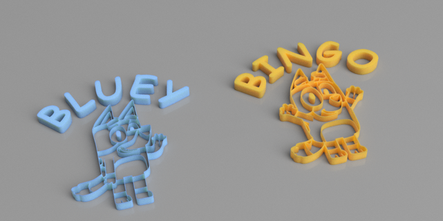 bluey & bingo cookie cutters bluey bingo cookie cutter name fondant deco mass porcelain  3d print model - Mito3D