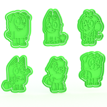bluey cartoon cookie cutter set 6 home cutters cithen cook cookies stamp bingo coco dad duggee indy lucky mum rusty snickers tv 3d print model - Mito3D