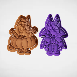 bluey cartoon x2 cookie cutter cutters stl molds pumpkin vampire halloween socks bingo 3d print model - Mito3D