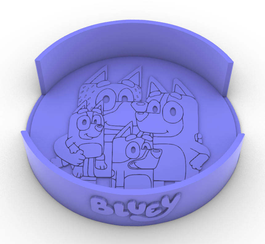 bluey drinks coaster holder drink cartoon animated free 3D print model - Mito3D