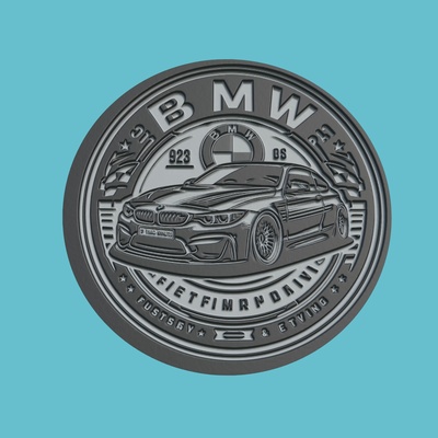 bmw carro medalhão cnc 3d impressora obj stl arte veículo vau chevrolet mercedes volkswagen car medallion pingente colar moeda 3dprint 3d print model - Mito3D