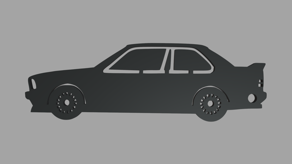 BMW e30 silhouette clé bague porte clés logo voiture véhicule jouet faible poly miniature échelle signal médaille populaire m3 3d print model - Mito3D