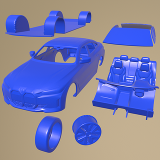 bmw i4 2022 printable car separate parts Game body slot 1-10 scalextric tamiya rc miniz crawler kyosho axial traxxas micro 3d print model - Mito3D