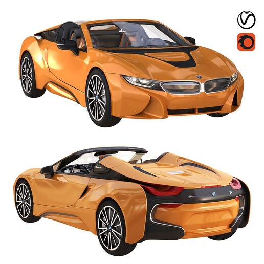 BMW i8 roadster laranja carro esporte auto 3D print model - Mito3D