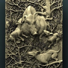boar art cnc panno relief carved 3d stl model 3d print model - Mito3D