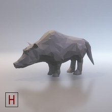 boar low-poly Kunst Pixel Tier Tiere geringe Auflösung polygon Polygone Wildschwein 3d print model - Mito3D