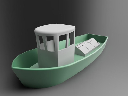 barca giorno scafo cabina copertina guaina modello scena linee ferroviarie 3d print model - Mito3D