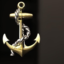 boat anchor pandantive jewelry treasure sunshine shine gold penant smuggler thief pirat sea black see bot jewerly 3d print model - Mito3D