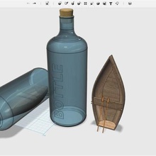boat bottle makeredchallenge game props transparent rowboat impossible glass 3d print model - Mito3D