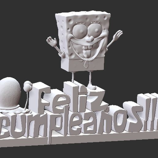 bob Esponja feliz Cumplea os Cumpleaños pastel torta 3D print model - Mito3D