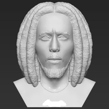 bob marley busto de la impresión en 3d listo stl, obj formatos art freddie mercury lennon tupac elvis presley mccartney hendrix jamaica rastafari reggae cantante famoso celebridad 3d print model - Mito3D