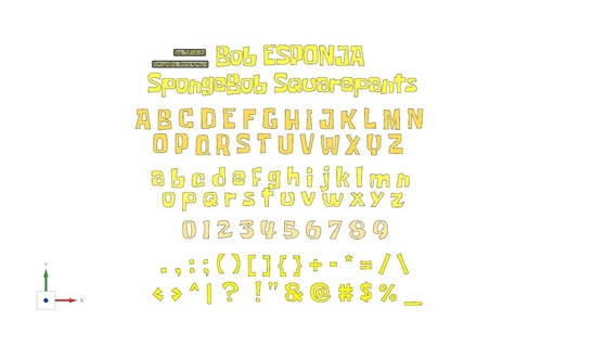 bob spongebob squarepants letters numbers - logo text alphabet sources characters font vocabulary 3dletters typography 3d print model - Mito3D