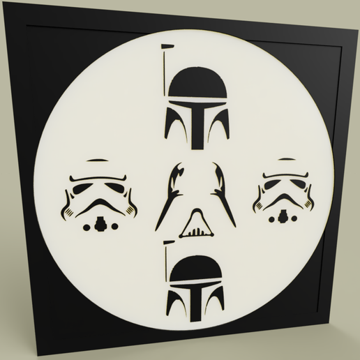 boba fett - darth vader stormtrooper art 2dart 2d parete bobafett casco darthvader starwars la pittura star wars tempesta storm trooper 3D print model - Mito3D