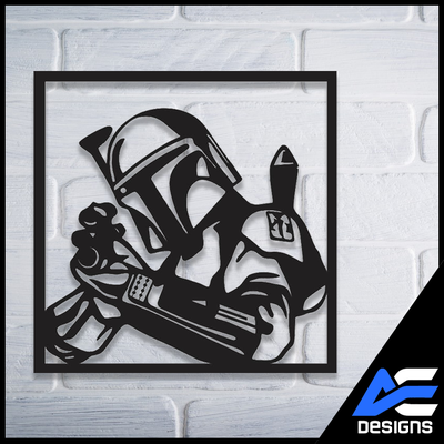 boba fett parete arte decoracion de ridotto hogar gratis decoraci n murale geek bobafett stella guerre esclusivo compagno 3d print model - Mito3D