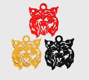 bobcat keychain amulet animal cat cool feline red yellow fashion 3d print model - Mito3D