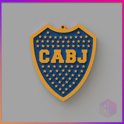 boca juniors keychain shield soccer argentina 3d print model - Mito3D