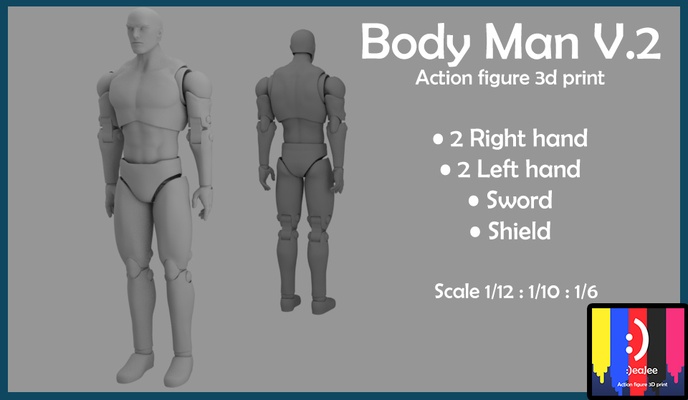 cuerpo hombre v 2 acción cifra juguete figura juego maravilla dc 3d prin héroe anime cómico 3d print model - Mito3D