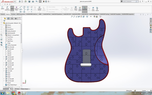 vücut of gitar is bulmacalar sanat müzik 3dpuzzles 3d print model - Mito3D