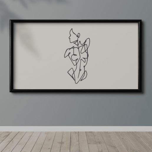 body wall-line art 2d nude wall line decoration drawing sculpture 3D print model - Mito3D