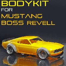 bodykit mustang boss 302 1970 monogram revell 1 24 hotwheels mpc musclecar muscle mopar ford svt racing restomod widebody blackbox 3d print model - Mito3D