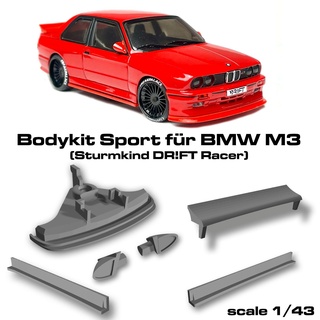 bodykit sport bambino tempesta BMW m3 deriva gare scala modello d'auto macchina cerchi pneumatici ruote 143 messa punto pressofuso corsa 3d print model - Mito3D