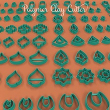 bohemian moroccan polymer clay cutter bundle 21 design - 5 sizes arabic cookie jewelry jewel earrings set 3d print model - Mito3D