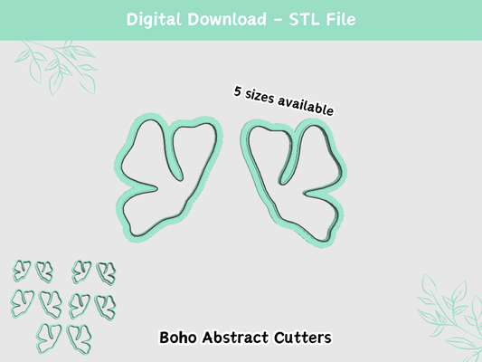 boho abstract clay cutter digital stl file polymer diy jewelry cookie making tool 5 sizes cutters cookies earrings studs craft 3d print model - Mito3D