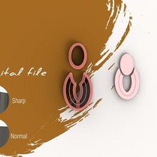 boho combo polymer clay cutter digital stl file 4 sizes 2 versions jewelry geometric cutters earrings oval lines 3d print model - Mito3D