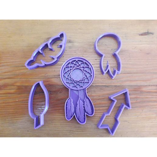 boho dreamcatcher set dreamcatchers fondant porcelain cookies cookie cutter 3D print model - Mito3D