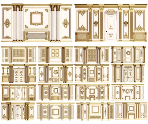 boiserie classico parete pannelli collezione 0202 decorazione vecchio antico intaglio scolpito ornamento arredamento modanatura baguette profilo pannello artigianato pannellatura elemento barocco interni 3d print model - Mito3D