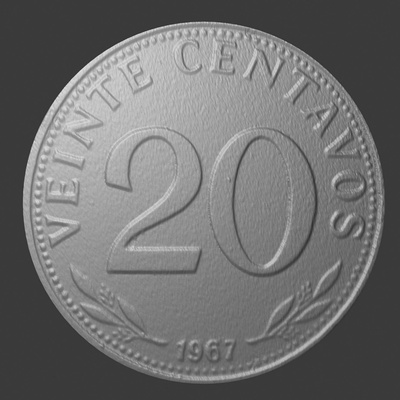bolivie 20 centimes nombre 3d analyse monnaie devise 3d print model - Mito3D