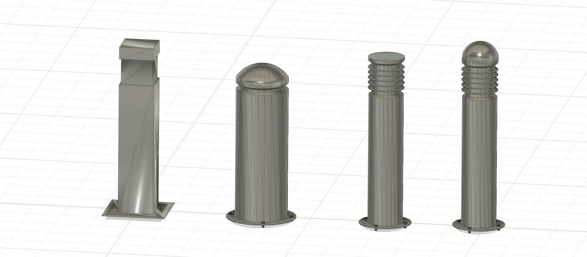 bollards bollard steel street barrier miniatures bolardo 3D print model - Mito3D