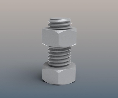 boulon m10 x15 x20mm + écrou vis hexagonal tête 3d print model - Mito3D