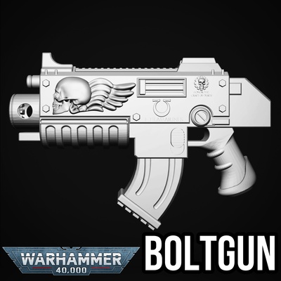 boltgun warhammer 40k game ultramarines space marines 3d printing tabletop gaming miniature wargaming sci-fi weapon imperial weaponry accessories modeling hobbyist fan art prop replica community printable cosplay grimdark emperor's finest 3d print model - Mito3D