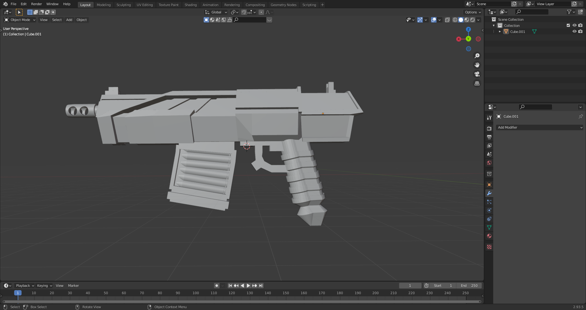 bolto pesante pistola gioco giocattolo bullone 3D print model - Mito3D