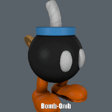 bomb omb facile impression Assemblée art animation dessin animé figure Jeu modèle sculpture nintendo support 3d print model - Mito3D