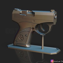 bond bullpup 9 gun game decor arm short hand-gun gun-hand toys cosplay glock colt l pisto 3d print model - Mito3D