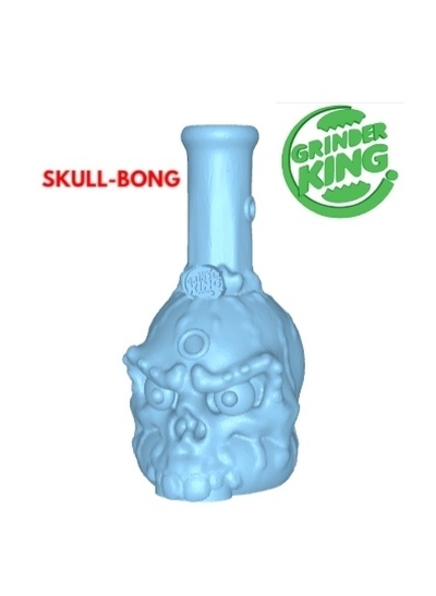 bong skull-bong 90x120x180 mm print-in-place easy grinderking printing weed smoke pipe print 3d print model - Mito3D