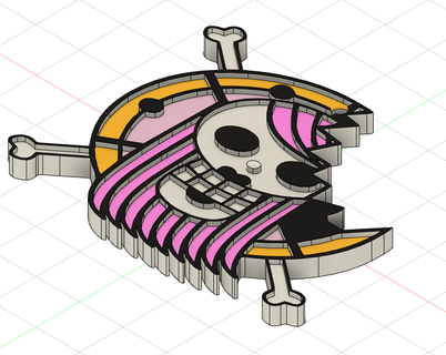 bonney pirates jolly roger one piece anime sleeve mugiwara pink captain super new 3d print model - Mito3D