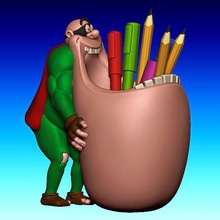 boogerman pencil holder pen organize design desk office house hornet vase booger sega game fart belching pot 3d print model - Mito3D