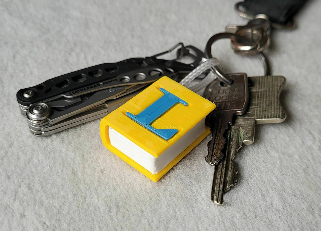 book keychain bookshelf language learning keychains jewelry keys 3D print model - Mito3D